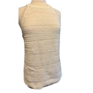 Gap Rib Tank Sleeveless Sweater Top White Clean Look Dressy  Beach Size XL Large